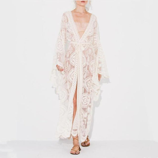 Vintage kimono lace cardigan women dress