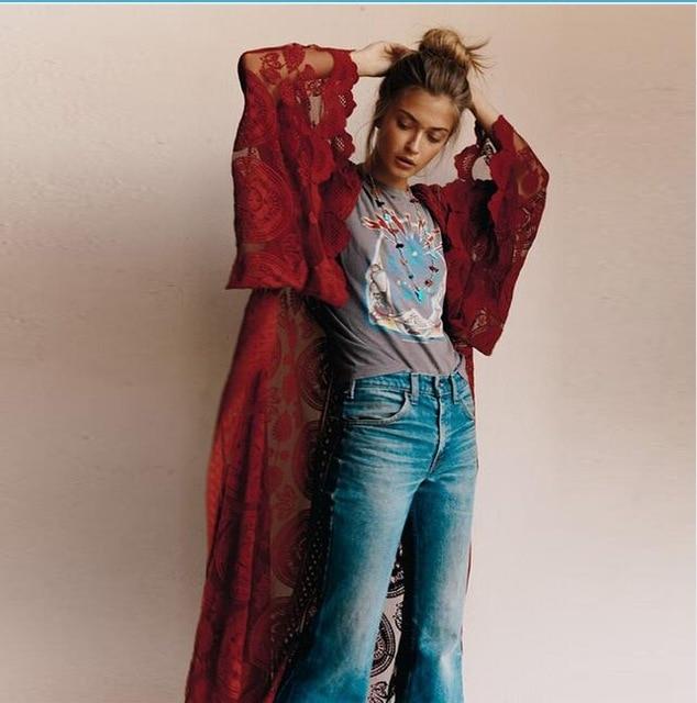 Vintage kimono lace cardigan women dress