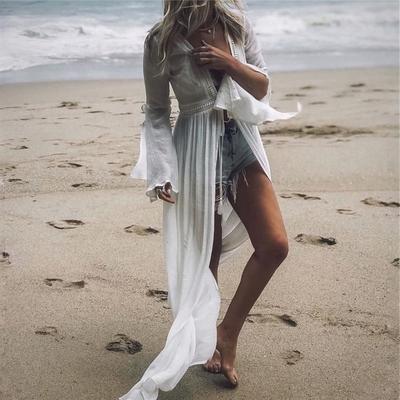 2020 Crochet White Knitted Beach Cover Up Dress